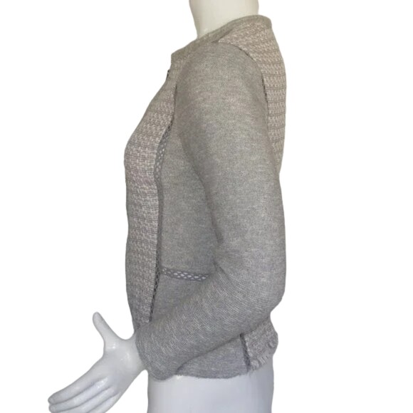REBECCA TAYLOR Jacket, 6, Bulky Tweed Knit, Color Panels, Crochet seams, Gray - Picture 10 of 11